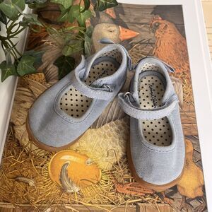 Hanna Andersson Blue Mary Jane Hook & Loop Closure Bow Shoes size 3.5